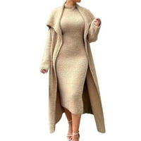 Ljetne haljine za prodaju za žene plus veličine Dugih rukava Solidna boja Satin haljina okrugla vrat