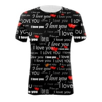 Majice za žene dnevni dan zaljubljenih tisak o vrat rezervoar na vrhu kratkih rukava majica Ležerne