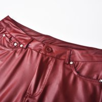 Fau kožne hlače za žene Tummy Control Modni čvrsti povremeni džepovi dugme Visoki struk Fau Kožne duge