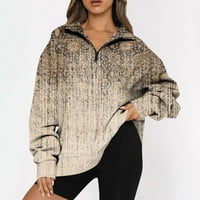 Pulover džemperi za žene Polovina zip obrezana pulover ovratnik rever Vintage cvjetni print duksevi