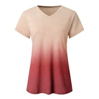 Žene T majice Grafički modni gradijent V izrez Kratki rukav labav bluza