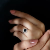 Princeza Crck Crni prsten sa dijamantom za žene - AAA razred, 14k bijelo zlato, US 5,50