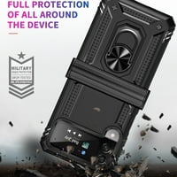 Kompatibilan je sa Samsung Galaxy Z Flip Case sa zaštitom šarke Magnetni držač prstena Teška kućišta za udarce za Galaxy Z Flip 4, Rose Gold
