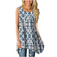 Slatki ljetni vrhovi rezervoara za žene Nepravilni hem cvjetni print Tunic Tuns Dressy Casual Slatka