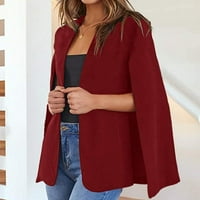 Vedolay Ženske vrhove Ženske solidne boje otvorene prednje plus veličina dugih rukava bluže jakna, crvena