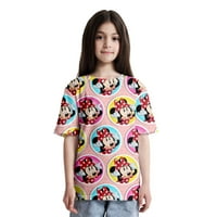 Mickey Minnie Funny grafički grafički kratki rukav grafički vrat opuštena fit majica za djevojčice dječake,