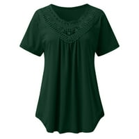 Ženski vrhovi kratkih rukava casual bluza Čvrsta žena ljetna posada majica tamno zelena 4xl