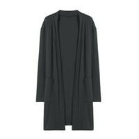 Sivi otvoreni prednji vrhovi za žene modne žene dugih rukava Čvrsta kardigan jesenski casual bluza s