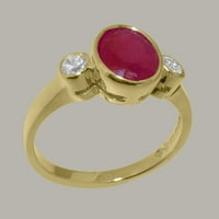 Britanci napravio 9k žuto zlatni prsten sa prirodnim rubinim i dijamantnim ženskim prstenom - Opcije