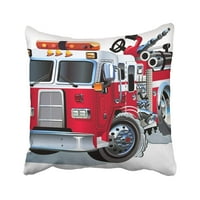 Crveni motor Cartoon Vatrogasno vozilo Vatrogasno vatrogasno vatrogasac | Slatki promet Spasilački jastučni