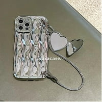 Elektroplaćeni srebrni valni uzorak kompatibilan iPhone Proma Apple Case Ogledalo, kompatibilna iPhone