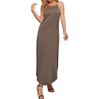 Proljetna haljina za žene za žene Žene Ležerne prilike dugih rukava Empire struka Labava haljina, Khaki