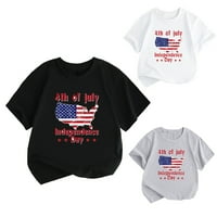 Američke zastave T majice Toddler Boys Girls Short rukav Pismo Ispisuje 4. srpnja Košulja bijela 150