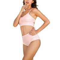 Ženski kupaći kostimi modni split bikini s grudnjacima bez čelika ne ispis dva kupaća košulje za žene ružičaste m