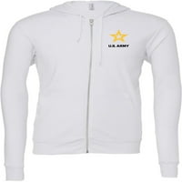 Army Star logotip crni grudni prst Premium puni zip hoodie, XL White