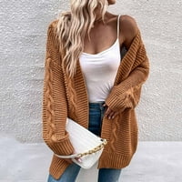 Ženski džemper Cardigan- Turtleneck Drop ramena Cardigan dugih rukava Čvrsta pletena kardigan odjeća