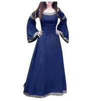 Lashall haljine za žene, žene vintage retro gotičke haljine s dugim rukavima, plave haljine, plava,