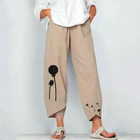 Dame Dukset uzorak Štampanje udobne hlače Vježba joga odjeća za žene Trendy Threed pantalone Elastične ležerne rastezljive sport jogger hlače Loose Wide-noge Khaki XXXXL
