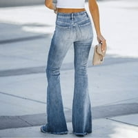 Visok struk modni umetnuti povremeni ženski planovi visokih ženskih bijesovitih jeans za žene hlače