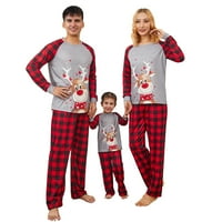Xingqing Usklađivanje božićne pidžame za obiteljske jelene Top Plaid Pant Xmas poklon spavaćicu noćna