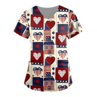 Bluze za žene Dan nezavisnosti Ispis kratkih rukava V-izrez V-izrez Radna džepa košulja m