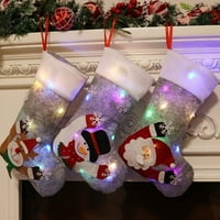 Daboom božićne čarape sa LED svjetlom 3D užareni držač noći Santa Rudolph ukras pletene ukras vunene