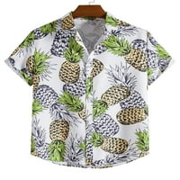Beiwei Muškarci Kardina kratkih rukava Havajska majica i kratke hlače Ananas salon za ispis dva trenerka
