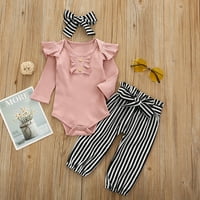Ketyyh-Chn Baby Girl Outfits dugih rukava Majica Top Hlače Slatka jesena odjeća Ružičasta, 90