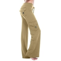 Viadha Womens Radne hlače Trenirajte naslonu Stretch tipka za struk Pocket Yoga teretane Loose hlače
