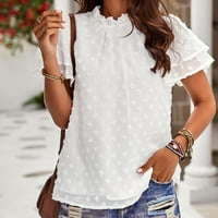 Majice za žene Bijele ponude za uklanjanje ženskog modnog ljetnog okruglog vrata slobodno vrijeme ruffle