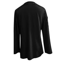 Ženski vrhovi posada izrez za ženske bluze casual čvrste majice dugih rukava modna crna l