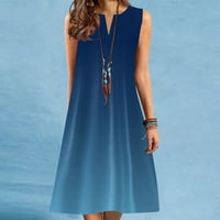Podplug ljetne haljine za žene modne žene V-izrez gradijentni tisak tunika bez rukava plus veličina