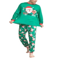 Avamo žene Djeca djeca Mekani vrhovi i hlače koje odgovaraju obiteljskim pidžamama set snježne pahulje tiskane okrugle ovratnike za spavanje za spavanje Crew Božićni pj setovi zelena beba 9