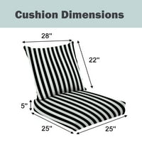 Dvodijelni jastuk za sjedenje za sjedenje Bešavne crne pruge Bijele apstraktne linije za crtanje ručne