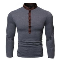 Muška ravna odjeća Ležerna majica s dugim rukavima dugačka bluza za bluzu u boji Udoban čvrsti top muški rukav Slim V muška bluza