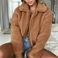 Ženska kaput jakna Zimska modna kaset kaputa za toplu vunu kaput sa zatvaračem Zimska odjeća smeđa m