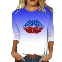 Američke zastave Plus veličine za žene T majice Modni rukavi Prikladni okrugli vrat 4 srpnja T majice