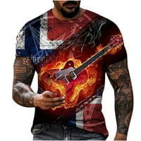 Zodggu komforan muški bluze Cool gitara 3D digitalni tisak T majice za muškarce Novel i jedinstvena labava casual crew vrat kratkih rukava Aktivna moda Muška zabava Red XXL