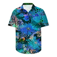 Muški havajske majice Vintage Ispiši ljeto Dugme s kratkim rukavima dolje T-majice Trendy grafički obični