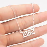 YESBay 1980 - godina rođenja broj šarm privjesak od nehrđajućeg čelika lanac ogrlica nakit-srebrna 1984