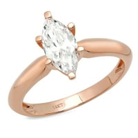 1. CT sjajna markiza Clear Simulirani dijamant 18K ružičarski zlatni pasijans prsten sz 3.5