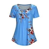 Žene cvjetne tunike vrhovi ljetni majica kratkih rukava Bluza za bluzu majica