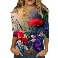 Majice za rukav za žene Slatke grafičke grafike TEes Bluze casual plus veličina Osnovni vrhovi Pulover