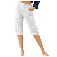 MAFYTYTPR Womens Capris Clearence Plus Veličina Ženske hlače sa širokim nogama visoke struke Ravne hlače