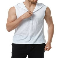 Muške ljetne sportske dukseve bez rukava, pune boje kapuljača, punjenje mišića, majica