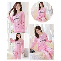 Ženske pidžame set s dugih rukava za spavanje banana i srce Print pamuk noćno odjeće Soft PJS Lounge