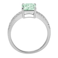 2.7ct Asscher Cut zeleni simulirani dijamant 18k Bijelo zlato Graviranje izjava bridalna godišnjica