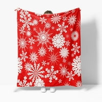 Zruodwans Snowflake Print Blaket Božićna pokrivačica sa vilicom Snowflake Santa Claus Ispiši mekani