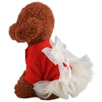 Bayell Bow-čvor Božićni ljubimac kostim pletena suknja haljina za pse, crvena, 4,4-6,6lbs