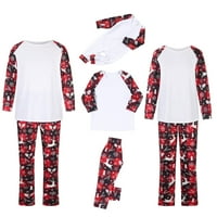 Roditelj-Child Attire Božićni odijelo Patchwork Ispirana kućna odjeća Okrugli vrat Dugi rukav Pidžami